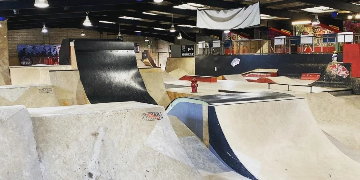 Inside Prevail Skatehouse - the main indoor park